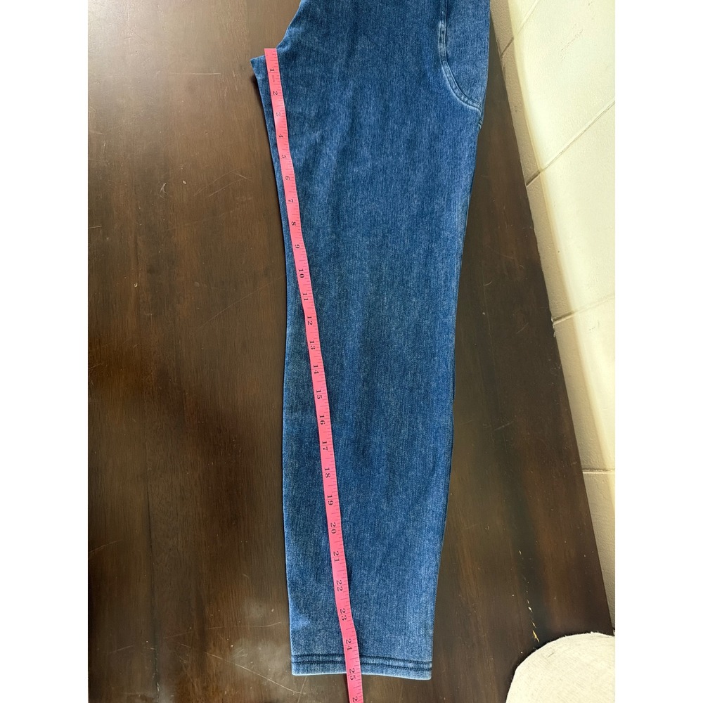 Halara Women L 7/8 Leggings Excellent Crossover Waist Denim Look Pockets New - Picture 7 of 9